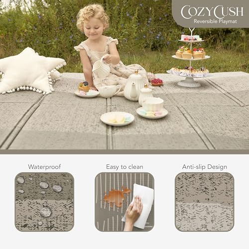 Evolur CozyCush Reversible Non-Toxic Baby Kids Playmat || Foldable Large Thick Foam Crawling Playmats for Toddlers|Waterpr...
