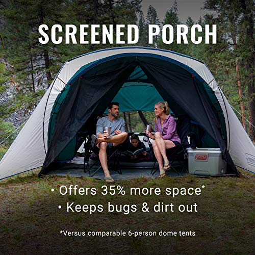 Coleman Cabin Camping Tent with Screened Porch, 4/6 Person Weatherproof Tent with Enclosed Screened Porch Option, Includes...