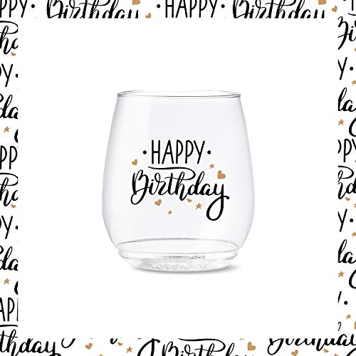 TOSSWARE POP 14oz Vino Golden Birthday Series, SET OF 6, Premium Quality, Recyclable, Unbreakable & Crystal Clear Plastic ...