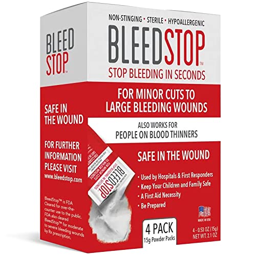 BleedStop™ First Aid Powder for Blood Clotting, Trauma Kit, Blood Thinner Patients, Camping Safety, and Survival Equipment...