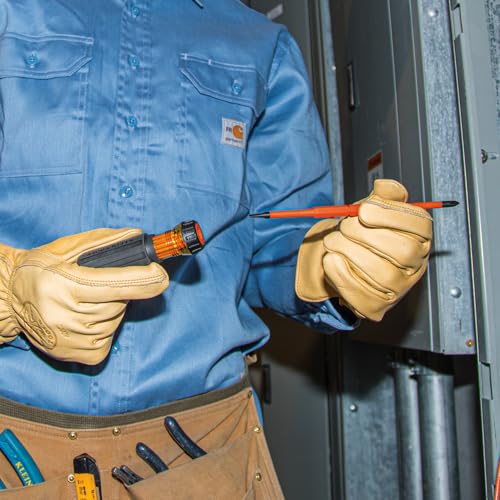 Klein Tools 32293 Insulated Screwdriver, 2-in-1 Screwdriver Set with Flip Blade, #2 Phillips and1/4-Inch Slotted Tips, Dou...
