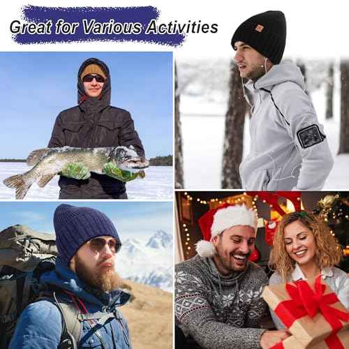 FZ FANTASTIC ZONE Mens Winter Beanie Hats for Men Warm Ribbed Knit Hat Ski Snow Skull Caps with Fleece Lined Mens Gifts