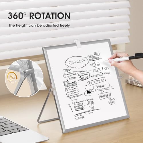 MaxGear (Bundle of 2 Sets) 10" x 10" Small Dry Erase Board, Aluminium Frame White Board with Stands, Magnetic Double-Sided...
