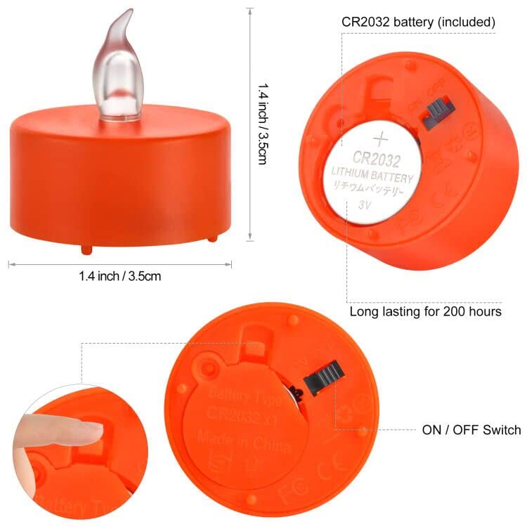MINXIN Battery Operated Tea Lights Candles: 24 Pack Realistic and Bright Flickering Holiday Gift Flameless LED Electric Candles for Seasonal & Festival Party Home Decoration Orange