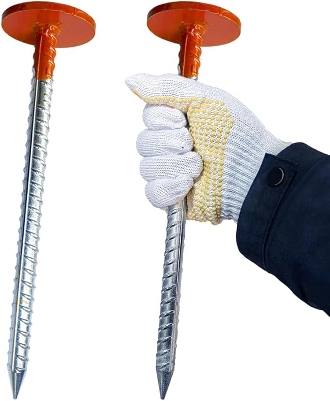 WANSRUYI Rebar Survey Marker Stakes, 12 Inch Long - 1.35 LB Heavy Duty, Hi-Vis Orange (2 Pack) Building line Marker Posts are Suitable for Paving Stones, Gardens, Lawn Edges, and Weed barriers