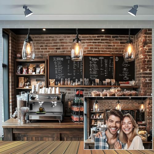 7X5ft Coffee Shop Party Backdrop Photography Background, Central Perk Pub Cafe Ice Cream Cake Bread Smash Birthday Party B...