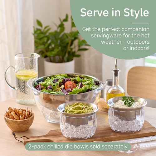 Useful Co. 5QT Salad Bowl Set on Ice - Large Salad Bowl with Lid & 2 Servers - Chilled Tray for Cold Food, Party Buffet - ...