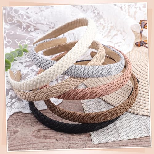 obeoby 6 Pack Trendy Headbands for Women, 0.6inch Thin Knitted Hairbands for Girls Valentines Day Outfit Women's Hair Non ...