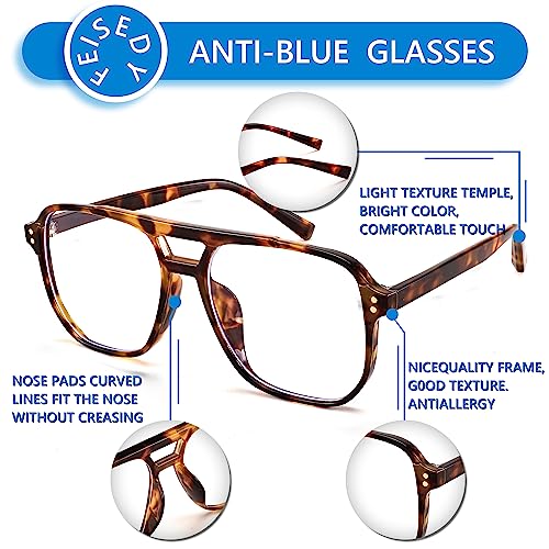 FEISEDY Blue Light Blocking Glasses Fake Nerd Clear Square Computer Lightweight Pilot Glasses Frame Oversized B2866
