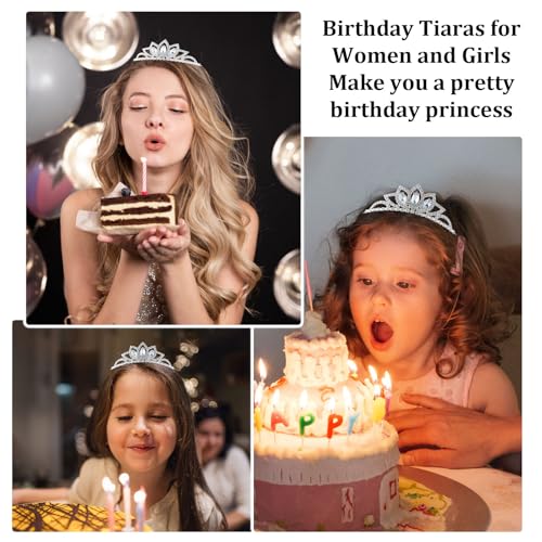 Tihebax Tiaras Crowns for Women Girls 8 Pcs Silver Princess Tiaras Rhinestones Bulk Crown Tiara Headbands Rapunzel Crown f...