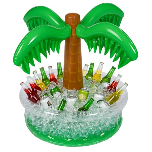 Playbees Inflatable Palm Tree Cooler 28" - Blow Up Palm Tree Party Cooler, Luau Hawaiian Tropical Beach Theme, Summer Swim...