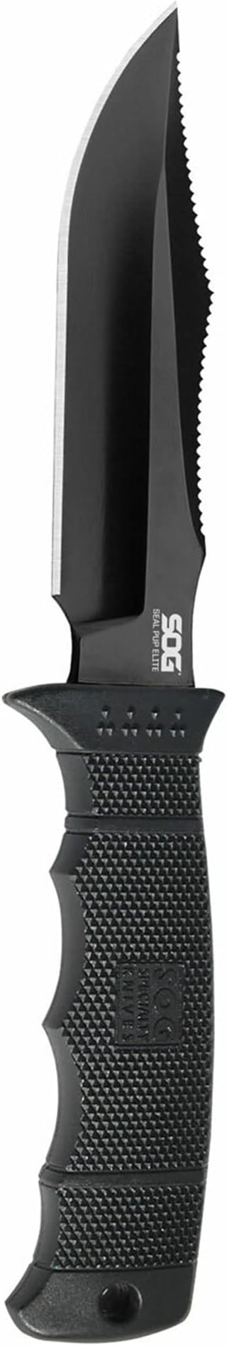 SOG Fixed Blade Knives with Sheath - SEAL Pup Elite Survival Knife, Hunting Knife w/ 4.85 Inch AUS-8 Bowie Knife Blade for...