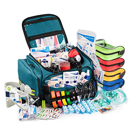 Scherber Fully-Stocked First Responder Professional Advanced EMT/EMS Trauma Kit | HSA/FSA Approved | Reflective Bag w/10+ ...