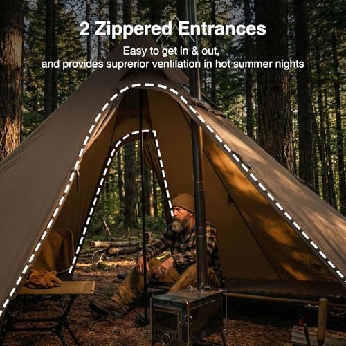 OneTigris Northgaze 2.0 Hot Tent with Stove Jack - 2-Person Ultralight Tent, 4.8lbs with 2 Doors, Waterproof & Wind-Resist...