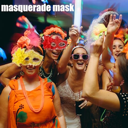 Toyosport 32 Pack Couple Masquerade Masks, Mardi Gras Mask, Christmas Masks, Elegant Feather & Rhinestone Half Face Masks ...