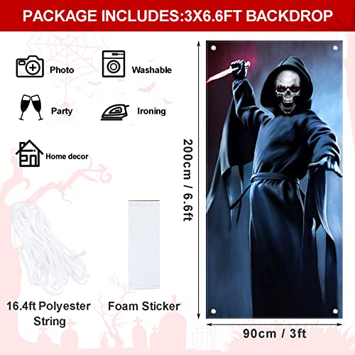 CCINEE Halloween Banner Backdrop Decorations Fabric Window Scary Door Cover Horror Killer Creepy Scary Skeleton Decoration...