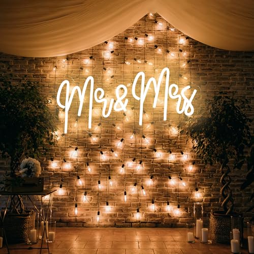 Mr and Mrs Neon Sign for Wedding Party Decoration Wedding Decor Neon Sign for Anniversary Backdrop Wall Decor Decoration B...