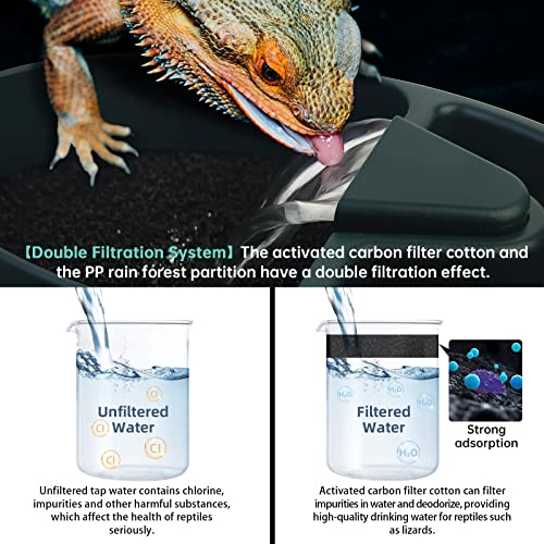 MYGIIKAKA Reptile Drinking Water Fountain Chameleon Accessories Automatic Circulation System with Trough, Bearded Dragon C...