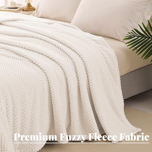 Whale Flotilla Queen Size Fuzzy Fleece Blanket for Bed, 90x90 Inch Fluffy Warm Soft Jacquard Blankets for All Season, Ligh...