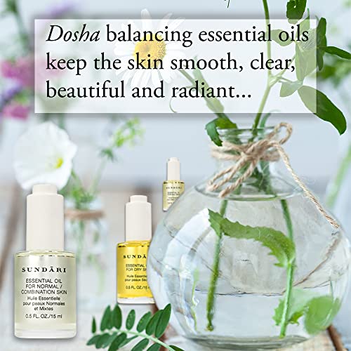 SUNDARI Essential Oil for Dry Skin, 0.5 Fl Oz, Combats Dryness, Fades Fine Lines for Soft, Smooth Skin, Rose & Orange Oils, Penetrates Deeply