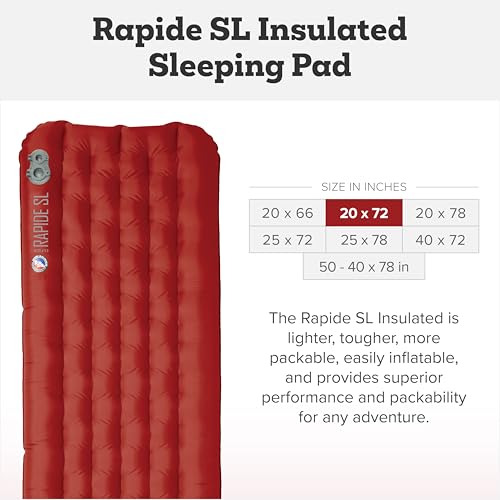 Big Agnes Rapide SL - Insulated Sleeping Pad, Ultralight, All Season Compact Backpacking and Hiking, Pumphouse Sack Includ...