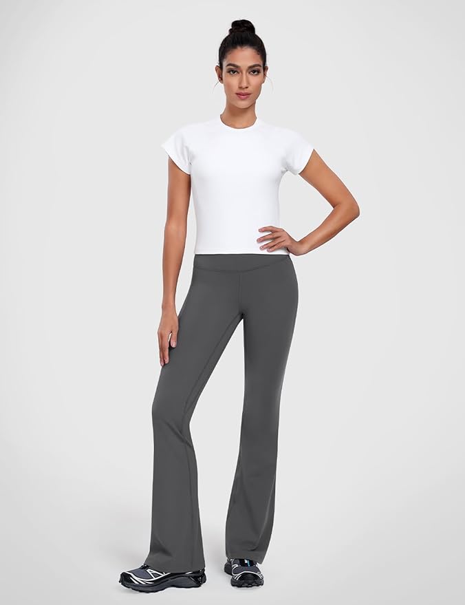 HeyNuts Harmony Flare Leggings 29"/30.5"/32.5"/34.5", High Waisted Tummy Control Wide Leg Bootcut Yoga Pants Lounge Soft
