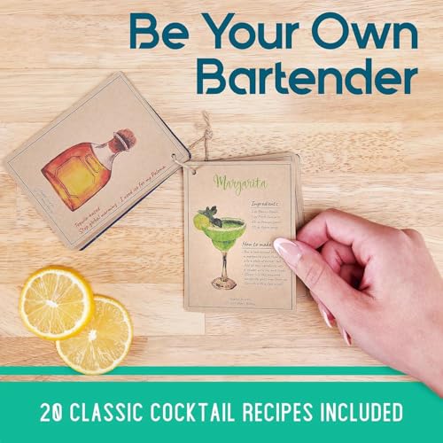 8-Piece Cocktail Shaker Set, Bartender Kit with Black Wood Stand, Stainless Steel Bar Tool Set for Drink Mixing Home Barte...
