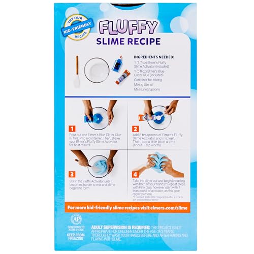 Elmer’s Fluffy Slime Kit, Includes Translucent Color Glue, Glitter Glue, Fluffy Slime Activator, 4 Count - Perfect for Bir...