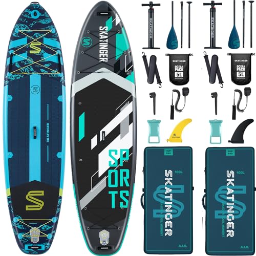 Skatinger Asiaticus & Sports｜11'6"x35" Super Wide Inflatable Stand Up Paddle Boards, All Accessories2, 100L Backpack, Shou...