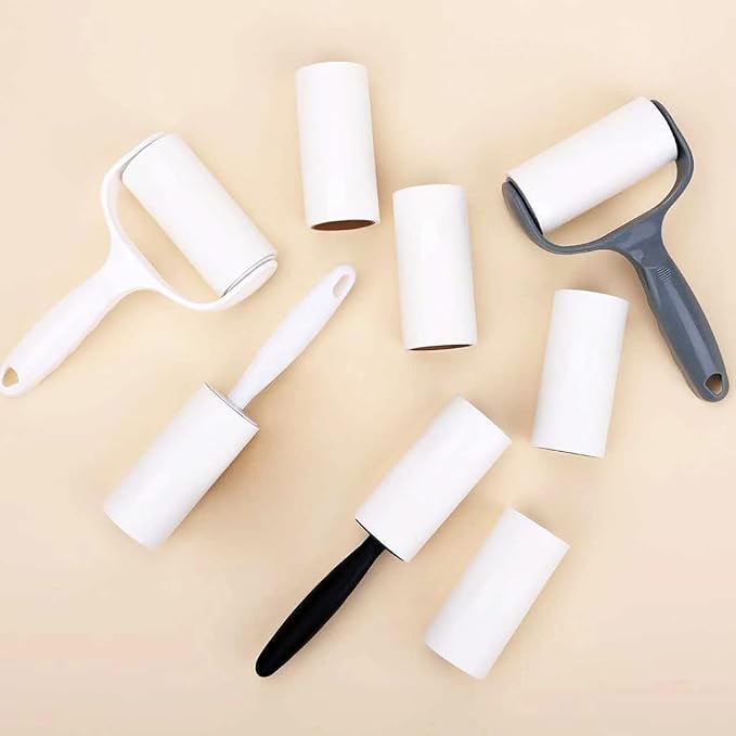 Horizontal Lint Rollers for Pet Hair Extra Sticky Lint Remover for Couch Clothes Furniture Pool Table Felt Lint Roller 1 T Handle with 4 Sticky Rolls (Daisy White)