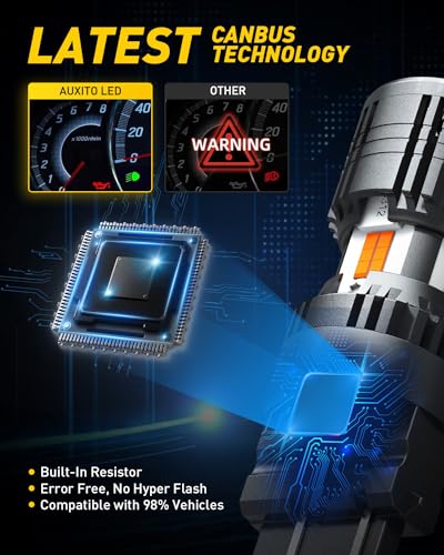 AUXITO Latest CANBUS 3157 Switchback LED Bulbs 3057 3457 4157 Dual Color Amber/White Anti Hyper Flash Built-in Resistor Er...