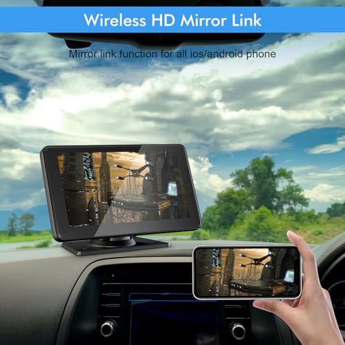 Capapro 7" HD Portable Carplay Wireless Touch Screen Double Din Car Stereo Compatible Apple Carplay and Android Auto with ...