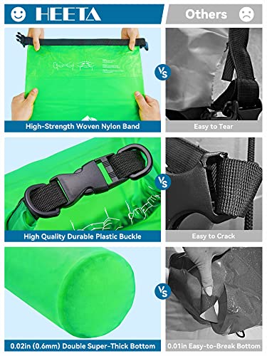 HEETA Dry Bag Waterproof for Women Men, 5L/10L/20L/30L/40L Roll Top Lightweight Dry Storage Bag Backpack with Phone Case f...