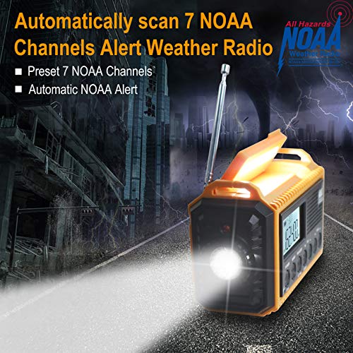 Raynic Emergency Radio, 5000mAh/18500mWh Weather Radio, Solar Hand Crank Radio with AM/FM/SW/NOAA Alert, Cell Phone Charge...