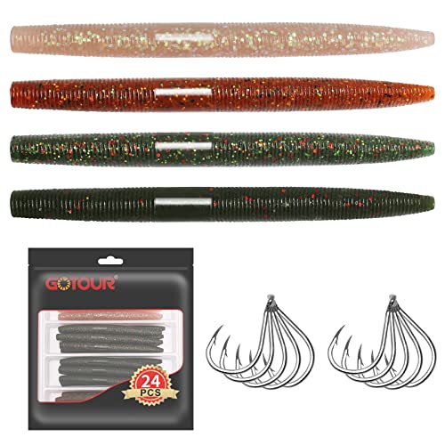 Gotour Weedless Soft Fishing Lures for Freshwater and Saltwater, Premium Pre-Rigged Jig Head Paddle Tail Swimbaits for Bas...