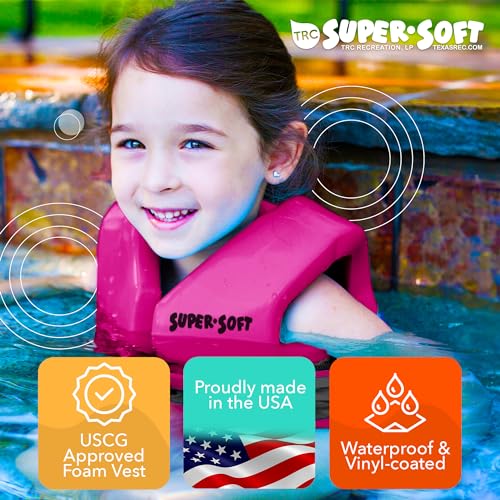 TRC Recreation Super Soft Child Size X Small Life Jacket USCG Approved Vinyl Coated Foam Swim Vest for Kids Swimming Pool ...