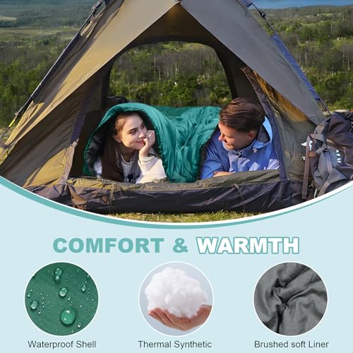 AGEMORE Sleeping Bag for Adults, Single and Double Size, Lightweight Waterproof XXL Sleeping Bag for Adults Kids Couples C...