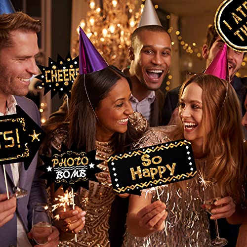 Outus 24 Pieces Photo Booth Props Birthday with Stick Happy Birthday Weddings Graduation Prom Bday Wedding New Year Party ...