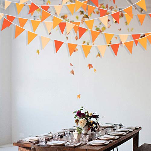 10M/32Ft Triangle Flag Fabric Banner Cotton Pennant Garland Cloth Bunting for Fall Decor Autumn Wedding Birthday Party Tha...