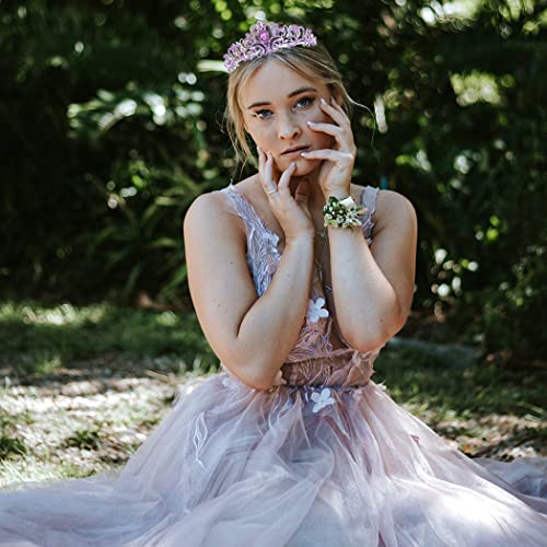 CURASA Purple Tiara - Cute Crystal Tiaras for Women & Girls - Princess Crown with Combs - Exquisite Hair Accessories for Prom
