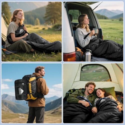 AGEMORE Cotton Flannel Sleeping Bag for Adults, Lightweight XXL Cotton Sleeping Bag for Camping Backpacking or Hiking, Wat...