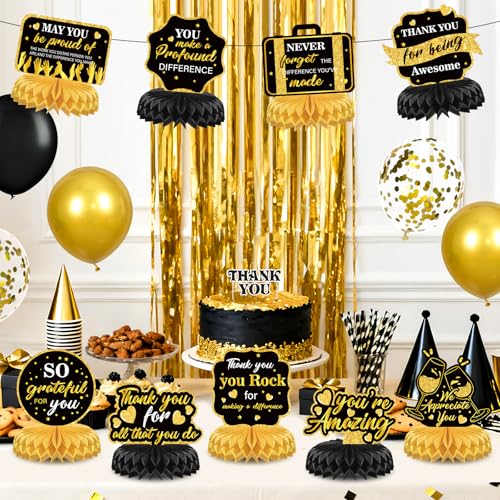 9Pcs We Appreciate You Decorations Thank You Table Honeycomb Centerpieces Appreciate Table Topper Decor for Teacher Doctor...