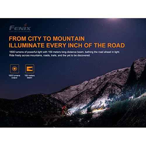 Gift Bundle: Fenix BC26R 1600 Lumen Rechargeable Bike Light with BC05R V2.0 Bike Safety Taillight, with Lumentac Organizer