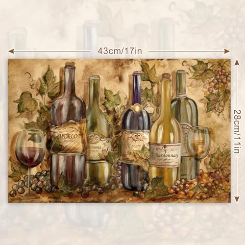 JarThenaAMCS 50 Pack Vintage Paper Placemat Red Wine Theme Disposable Place Mat Retro Grapes Paper Table Mat for Vineyard ...