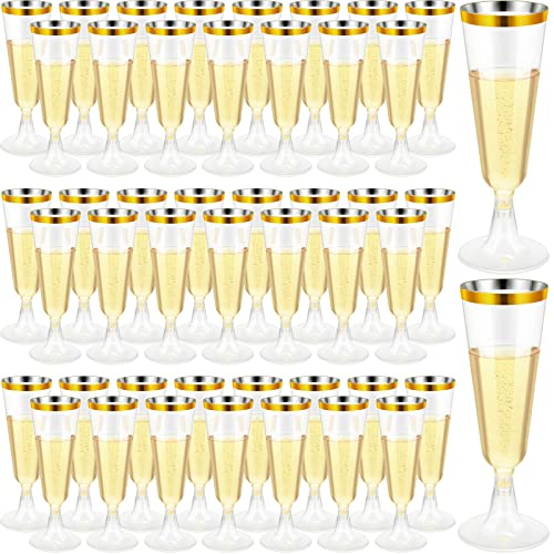 CHENGU 200 Pack Champagne Flutes Cups Plastic 5 Oz Wine Glasses Disposable Toasting Champagne Flutes for Wedding Party Pla...