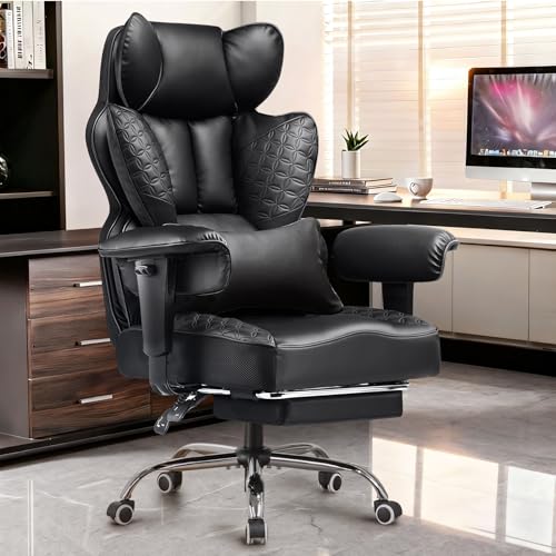 COMHOMA Big and Tall Office Chair 400LBS Heavy Duty Gaming Chair with Deluxe Embossing Leather High Back Wider Ergonomic C...