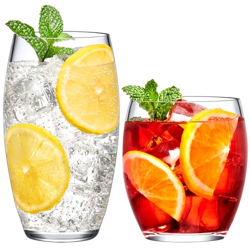 Amazing Abby - Fraternity - 12-Ounce and 16-Ounce Plastic Tumblers (Set of 8), Plastic Drinking Glasses, All-Clear Reusabl...