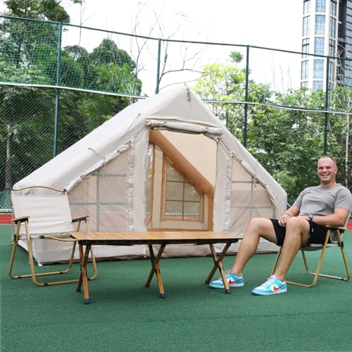 Inflatable Camping Tent, Glamping Inflatable Tent for Camping, 4 Season Water&Windproof Outdoor Oxford Blow Up Cabin Tent ...