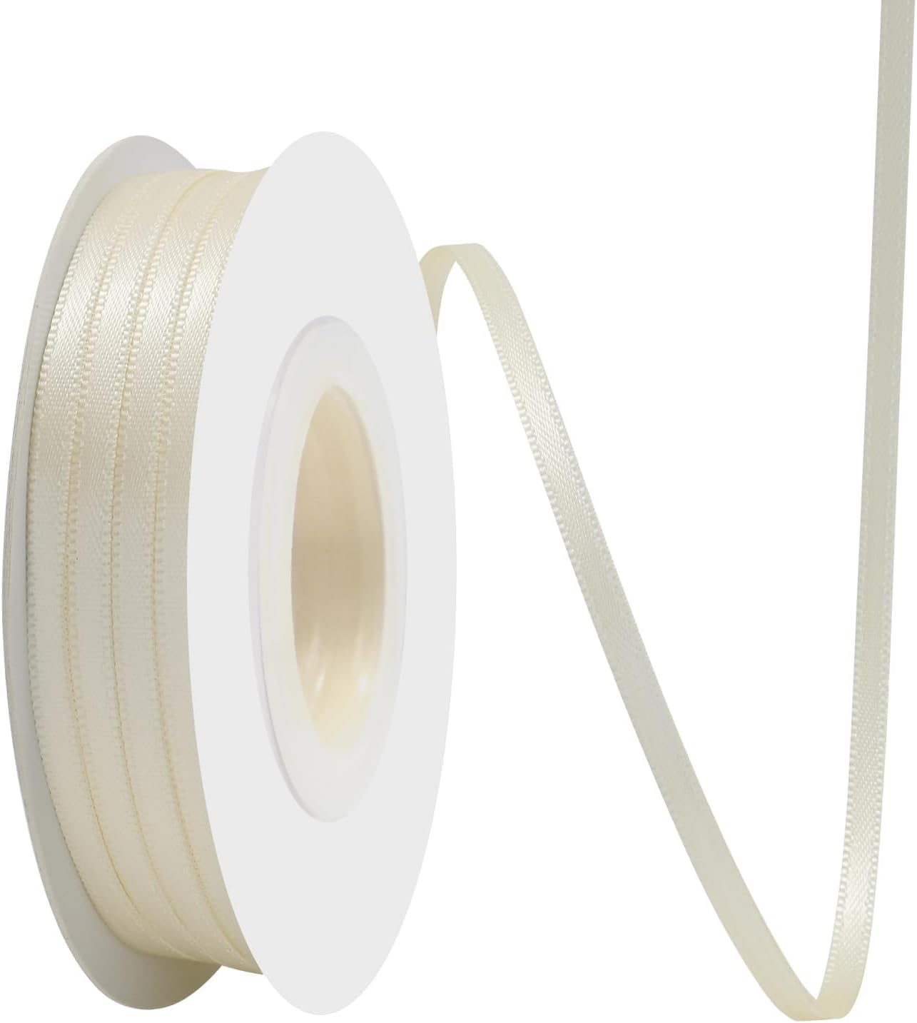 Ivory Satin Ribbon 1/8" X 50 Yards Solid Color Double Faced Ribbons Perfect for Crafts Wedding Decor Bow Making Arts Sewing and More