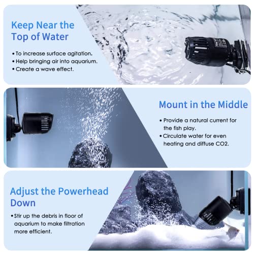 hygger Wave Maker for 40-100 Gallon Aquarium with Magnetic Mount Quiet Powerhead for Saltwater and Freshwater Fish Tank 10...
